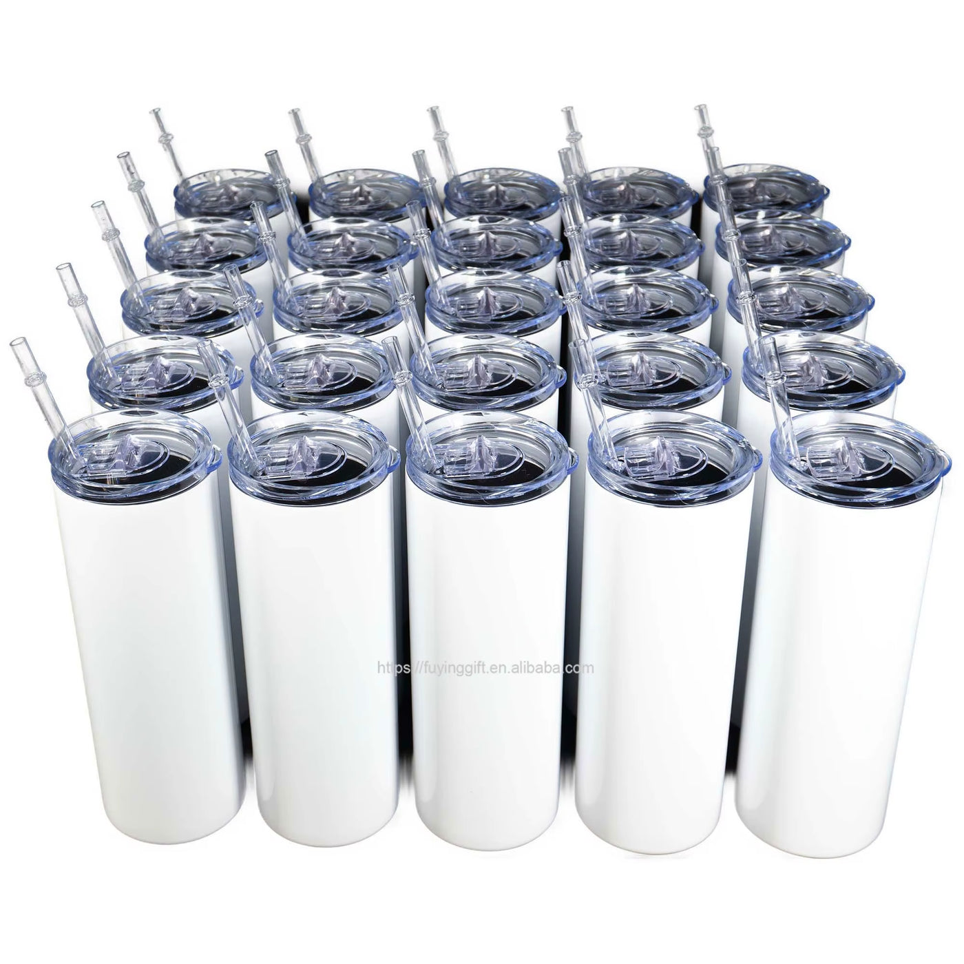 Top Sell 20Oz 40Oz Sublimation DIY Stainless Steel Cup Skinny Tumbler Blank White Slim Tumblers with Lid and Straw