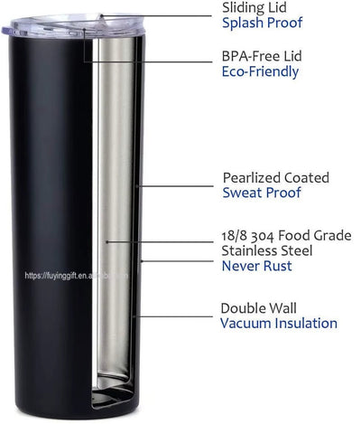 Top Sell 20Oz 40Oz Sublimation DIY Stainless Steel Cup Skinny Tumbler Blank White Slim Tumblers with Lid and Straw