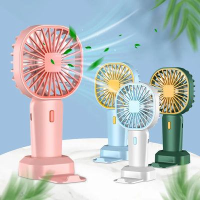 Portable Handheld Fan Rechargeable Cooling Mini USB Fan with Phone Holder for Summer Office Home Outdoor Cooler Fan Desk Fans