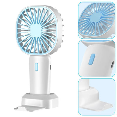 Portable Handheld Fan Rechargeable Cooling Mini USB Fan with Phone Holder for Summer Office Home Outdoor Cooler Fan Desk Fans