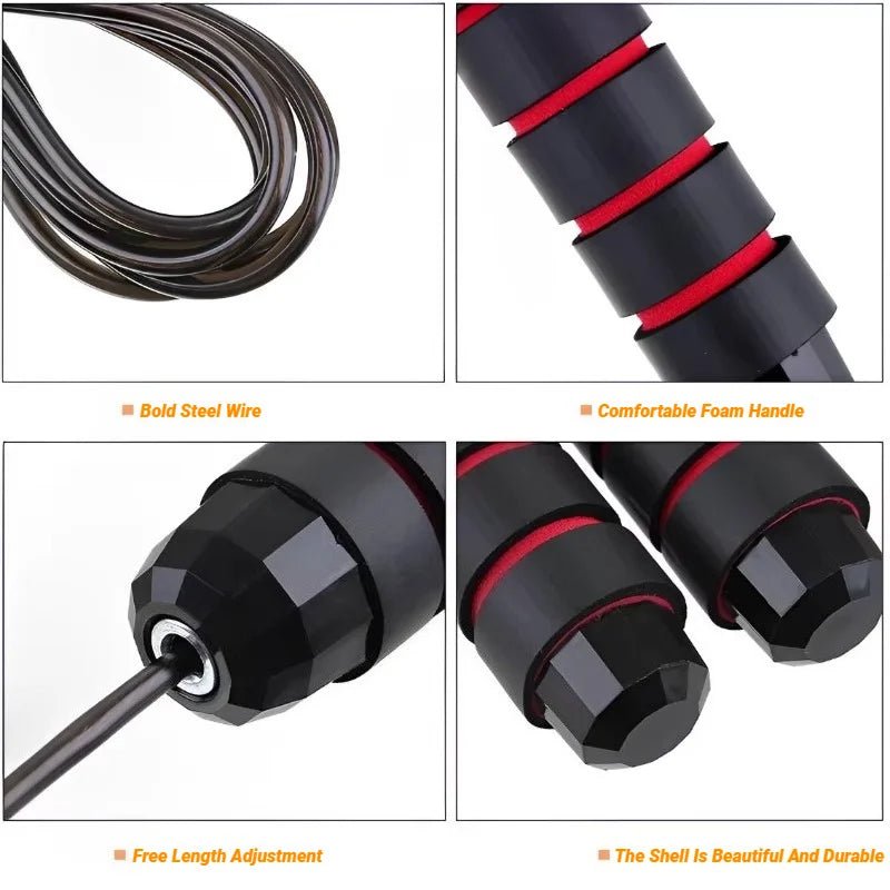 Adjustable Steel Wire Jump Rope for Fitness Training - Tangle-Free Home Exercise Equipment