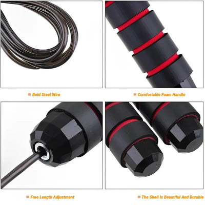 Adjustable Steel Wire Jump Rope for Fitness Training - Tangle-Free Home Exercise Equipment