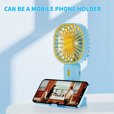 Portable Handheld Fan Rechargeable Cooling Mini USB Fan with Phone Holder for Summer Office Home Outdoor Cooler Fan Desk Fans
