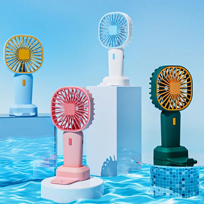 Portable Handheld Fan Rechargeable Cooling Mini USB Fan with Phone Holder for Summer Office Home Outdoor Cooler Fan Desk Fans